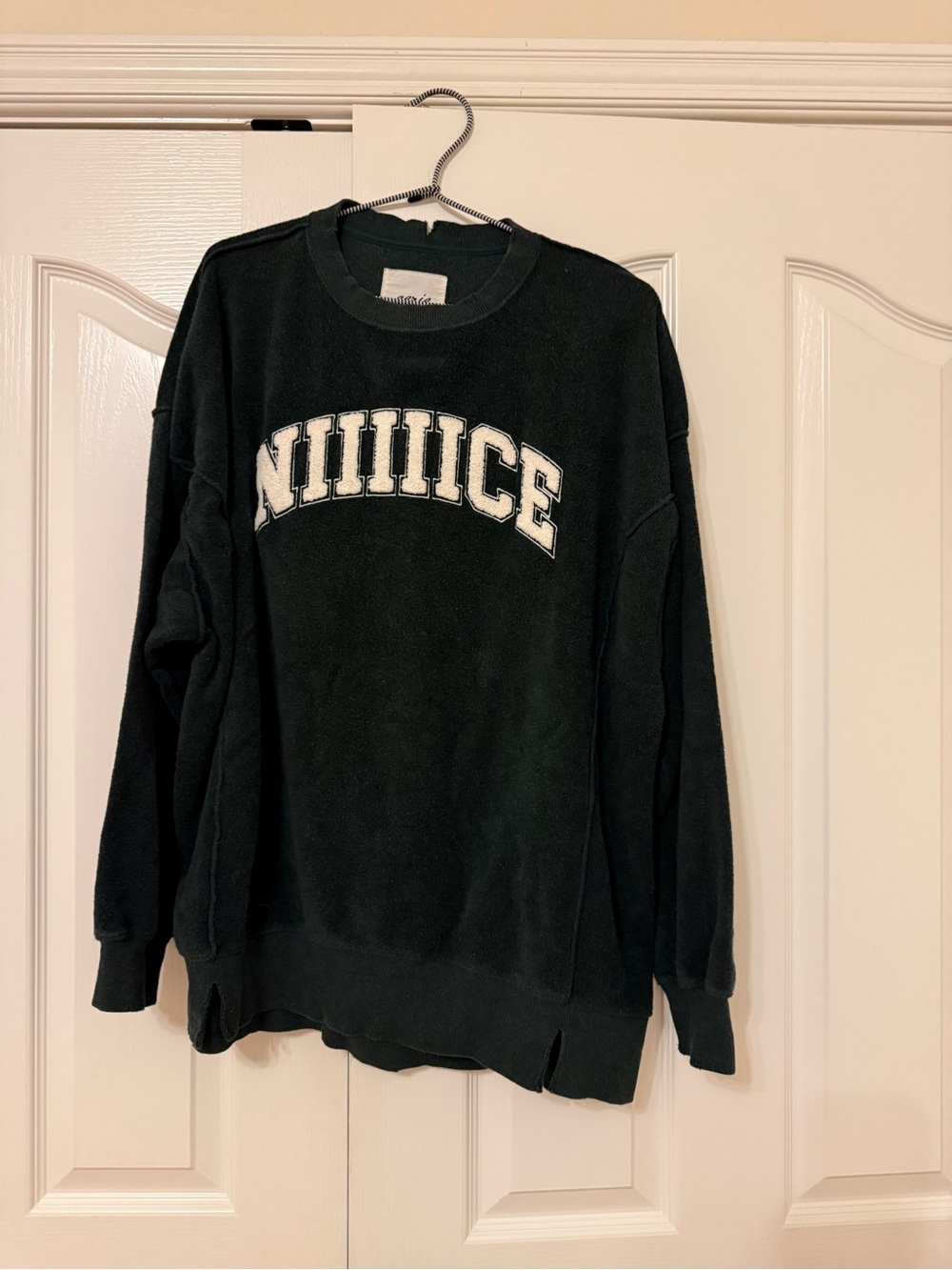 aerie dark green Crewneck Sweatshirt with White Arch Text